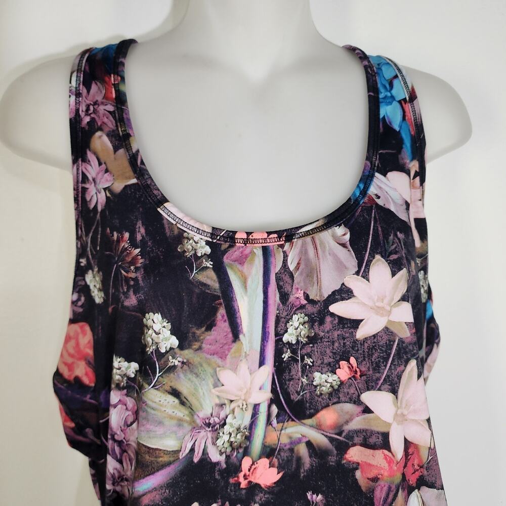 Calia by Carrie Underwood Tank Top Large Floral Print Racerback Ruching Sports - Picture 3 of 11